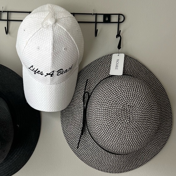 Set 3 Hat ‘Lifes A Beach’ Roxy Sonoma Black White Adjustable Woven Straw Summer - Picture 17 of 17